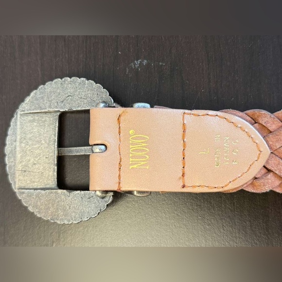 NUOVO Braided Leather Western Concho Belt – Boho Cowgirl Style – Size L Tan - Picture 5 of 10